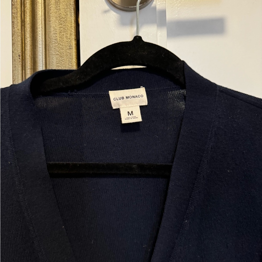 Men’s Club Monaco 100% Wool Cardigan - WORN ONCE - NAVY